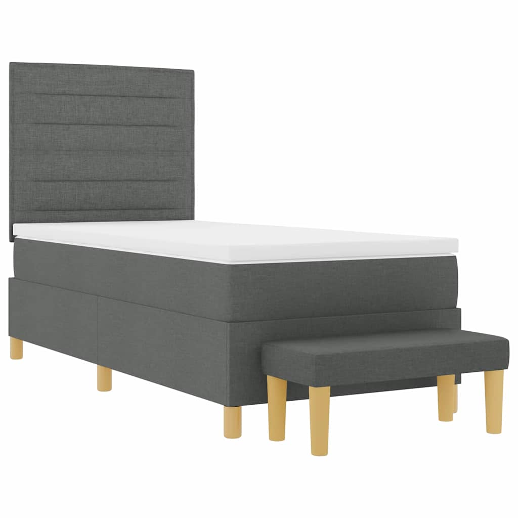 Letto a molle con cuscino Grigio scuro 200 x 90 cm Tessuto | homemem39