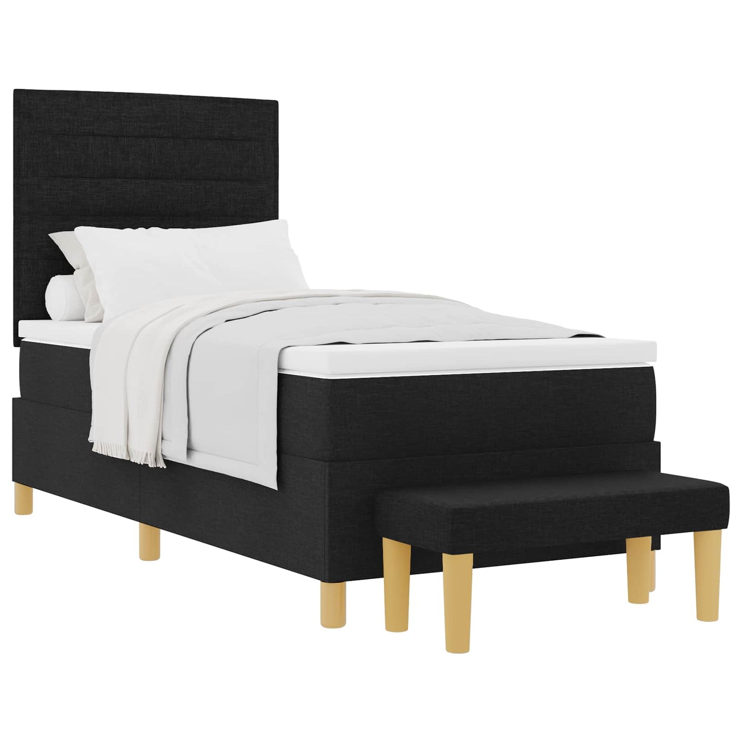 Letto a molle con testiera Nero 200 x 90 cm Tessuto | homemem39