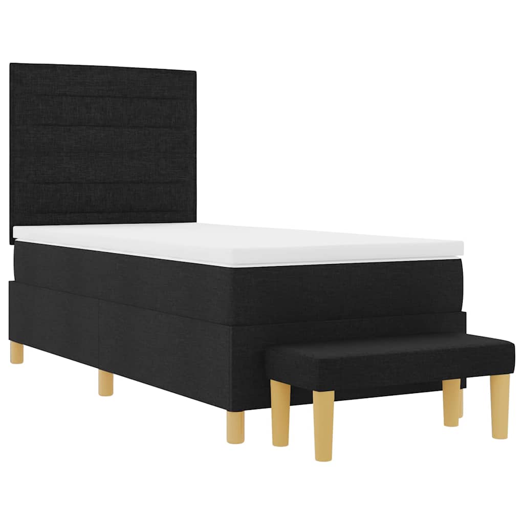 Letto a molle con testiera Nero 200 x 90 cm Tessuto | homemem39