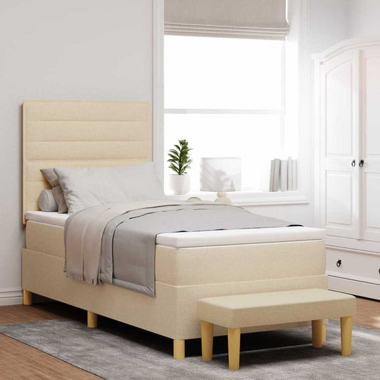 Letto a molle con cuscino Crema 200 x 90 cm Tessuto | homemem39