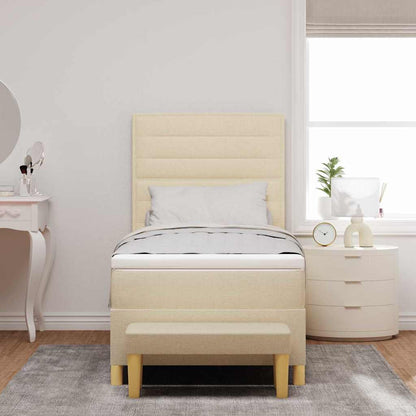 Letto a molle con cuscino Crema 200 x 90 cm Tessuto | homemem39