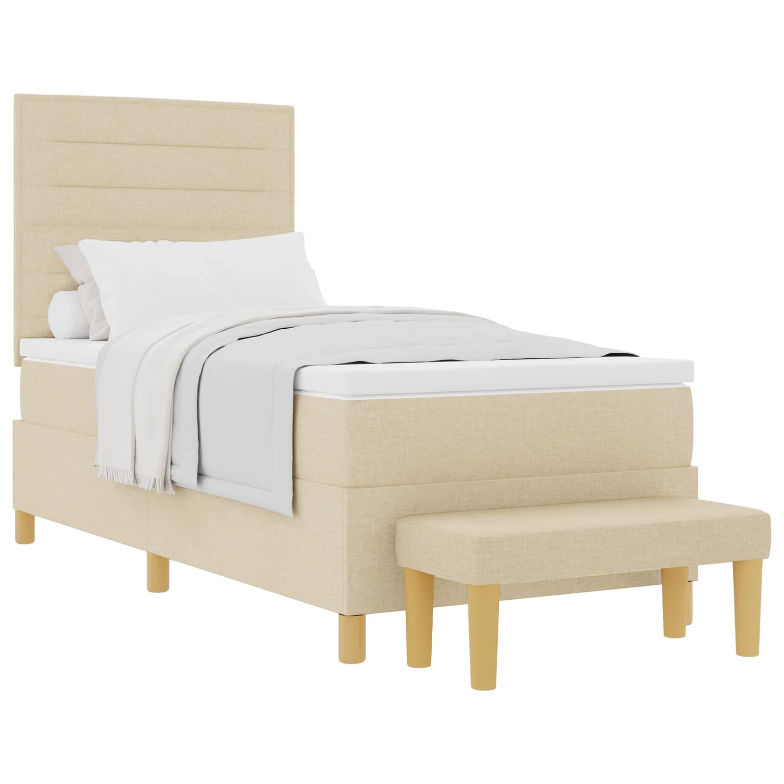 Letto a molle con cuscino Crema 200 x 90 cm Tessuto | homemem39