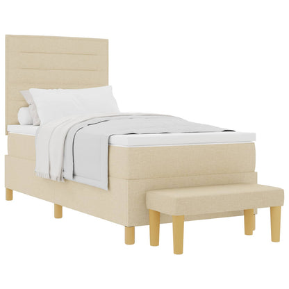 Letto a molle con cuscino Crema 200 x 90 cm Tessuto | homemem39