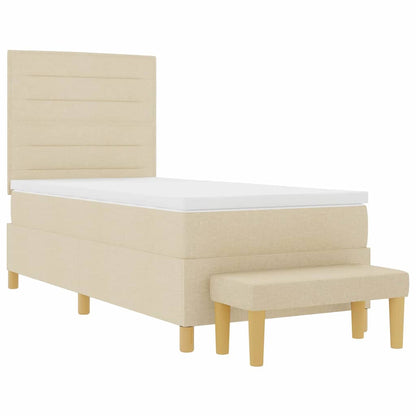 Letto a molle con cuscino Crema 200 x 90 cm Tessuto | homemem39