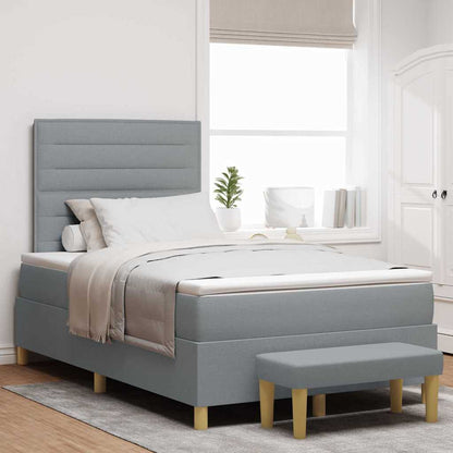 Letto a molle con testiera Grigio chiaro 200 x 120 cm Tessuto | homemem39