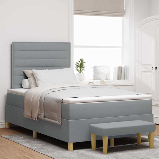 Letto a molle con testiera Grigio chiaro 200 x 120 cm Tessuto | homemem39