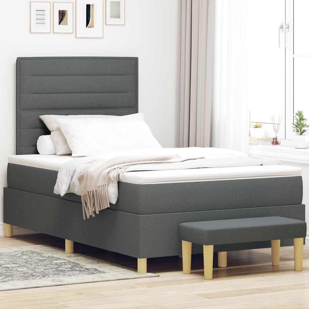 Letto a molle con testiera Grigio scuro 200 x 120 cm Tessuto | homemem39