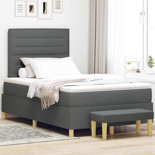 Letto a molle con testiera Grigio scuro 200 x 120 cm Tessuto | homemem39