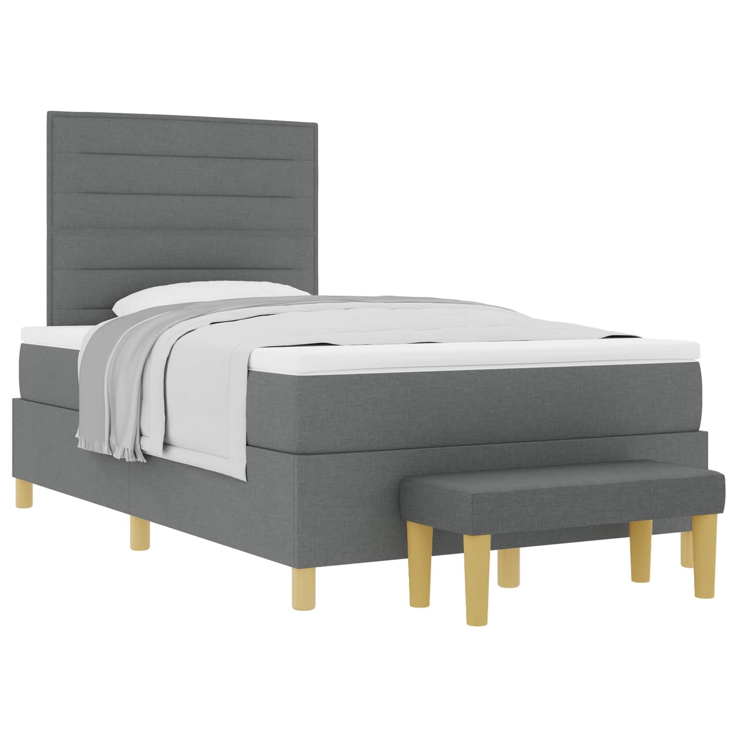 Letto a molle con testiera Grigio scuro 200 x 120 cm Tessuto | homemem39