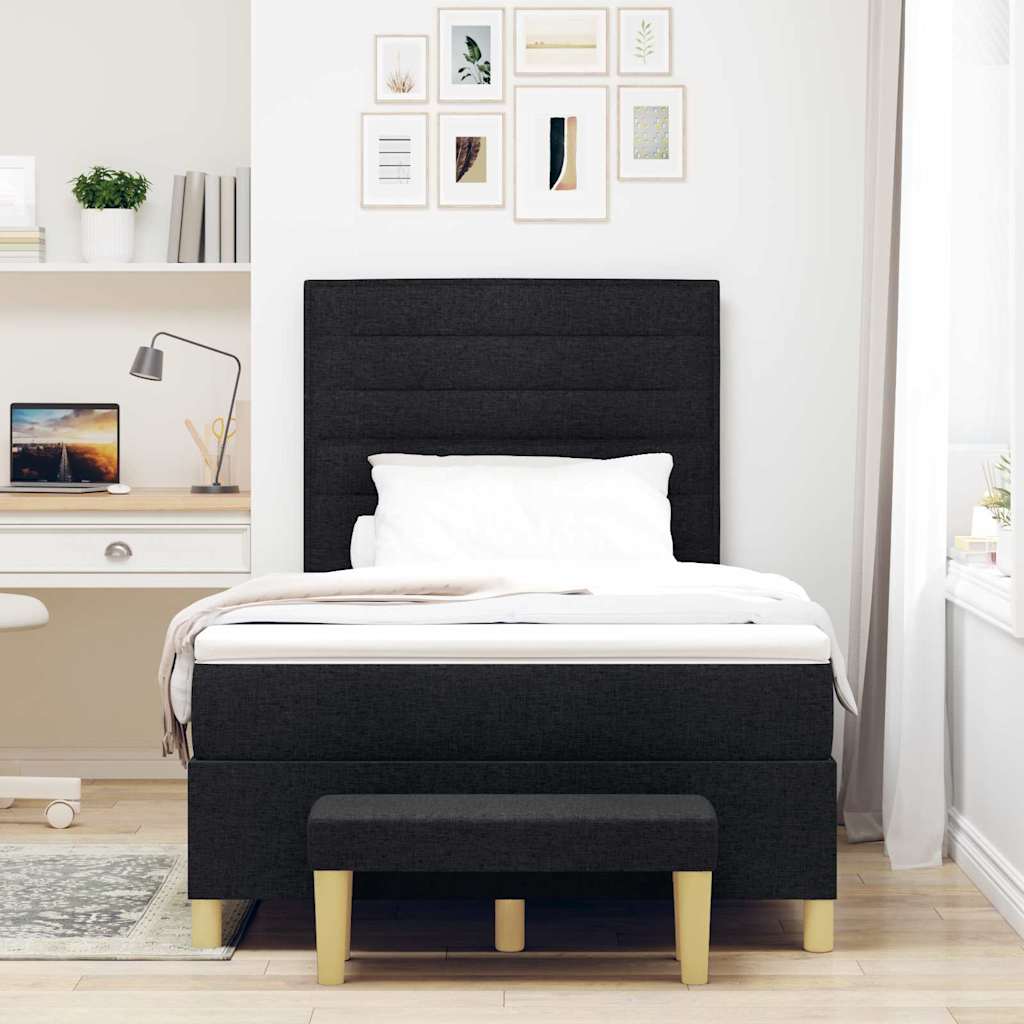 Letto a molle con testiera Nero 200 x 120 cm Tessuto | homemem39