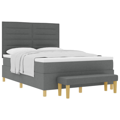Letto a molle con testiera Grigio scuro 190 x 140 cm Tessuto | homemem39