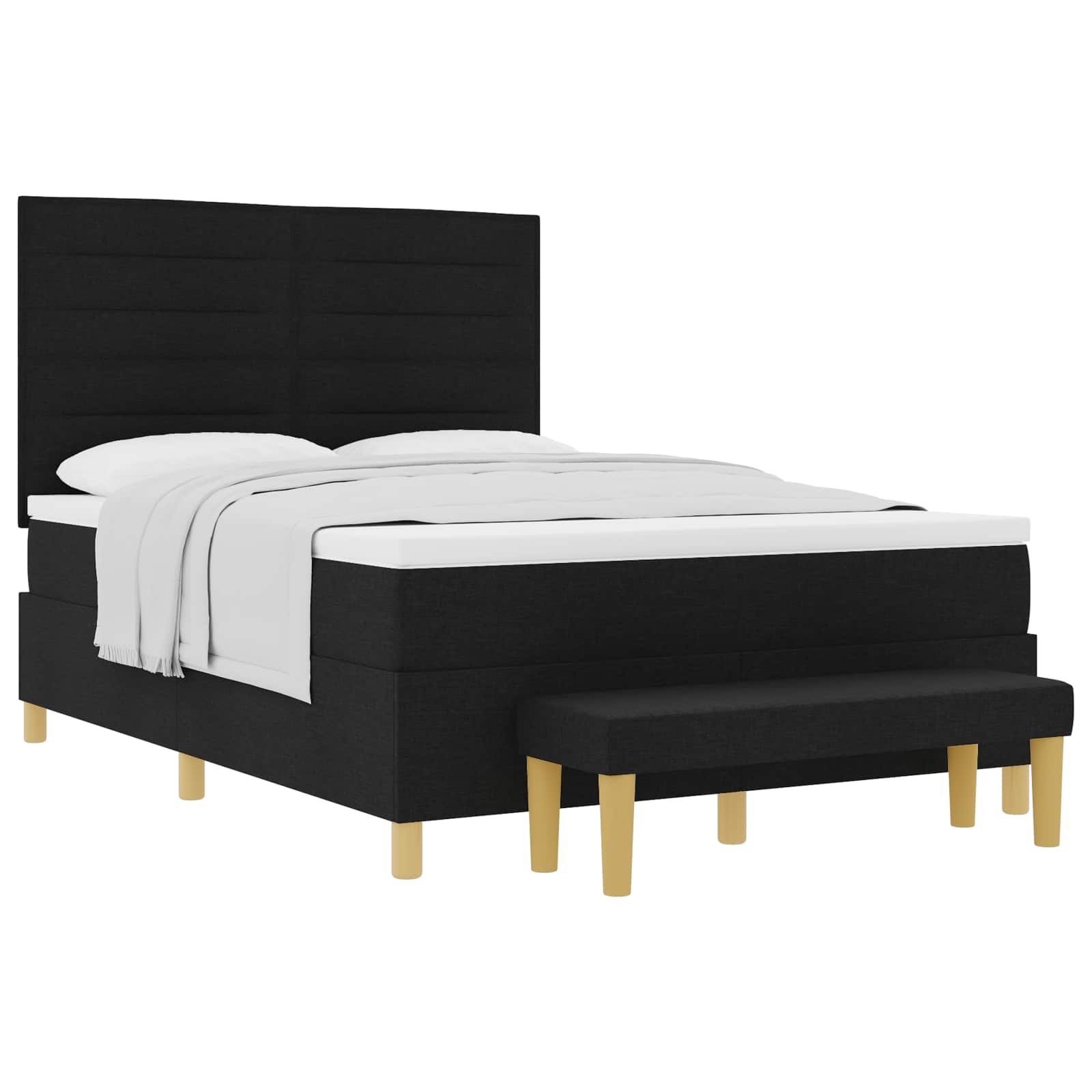 Letto a molle con testiera Nero 190 x 140 cm Tessuto | homemem39