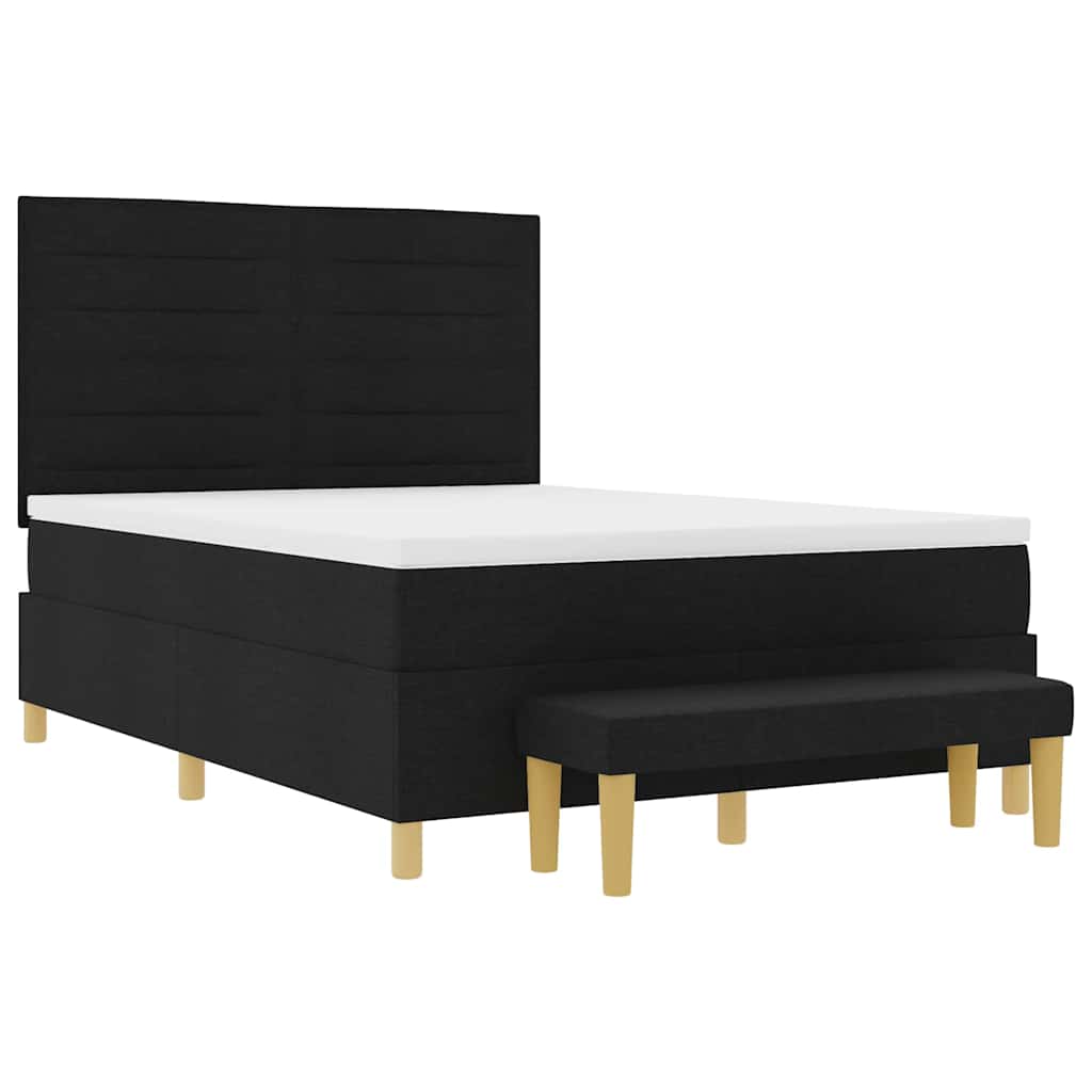 Letto a molle con testiera Nero 190 x 140 cm Tessuto | homemem39