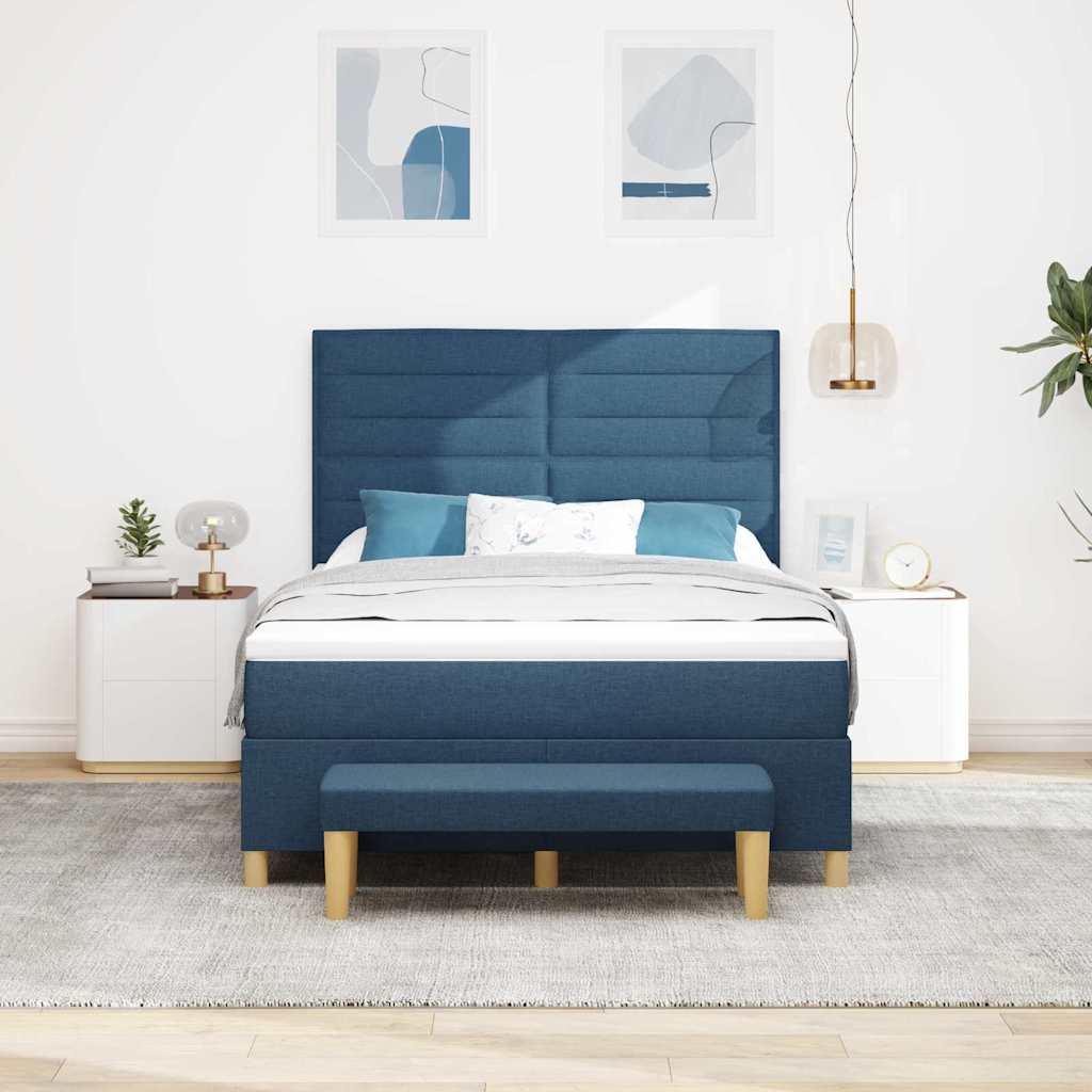 Letto a molle con testiera Blu 190 x 140 cm Tessuto | homemem39