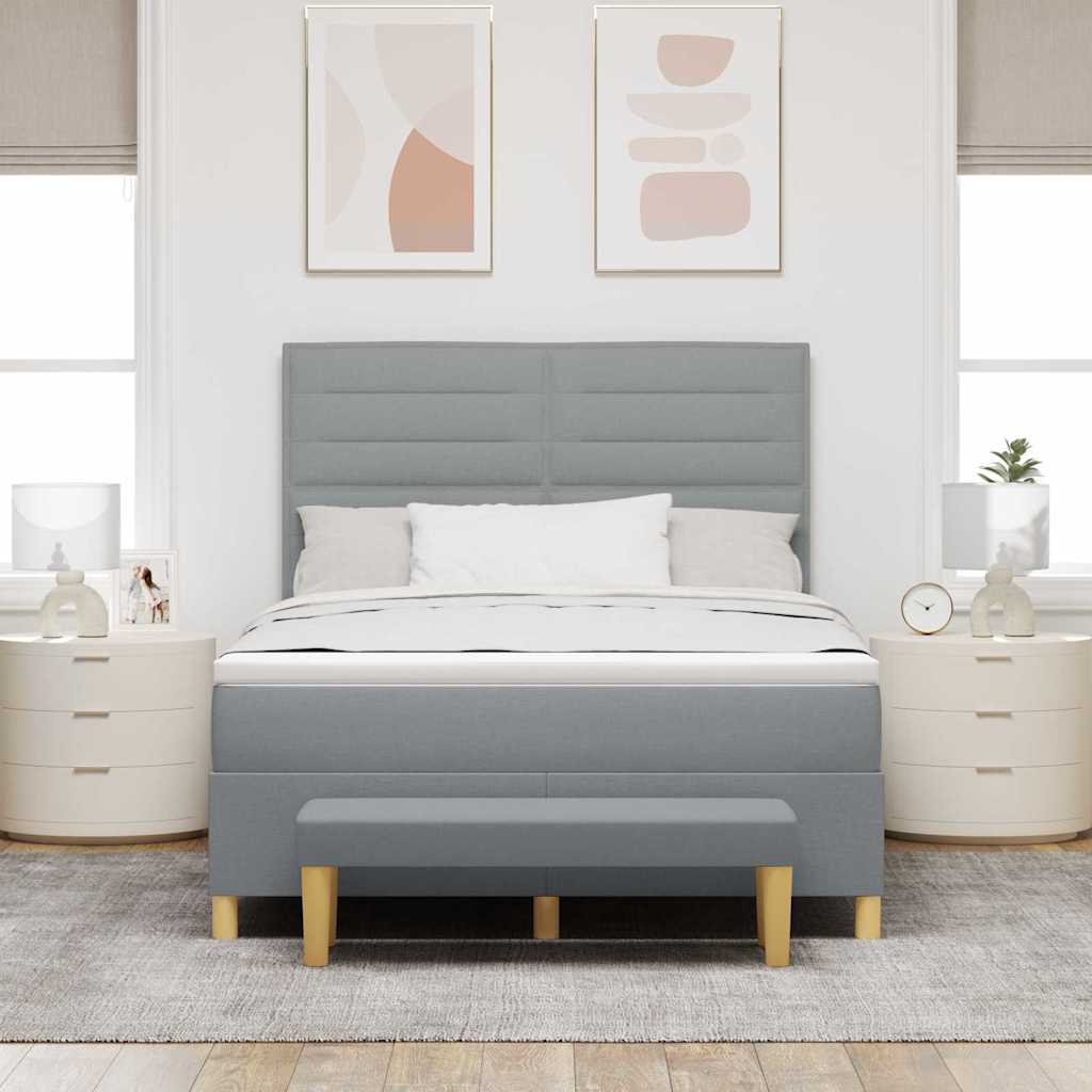 Letto a molle con cuscino Grigio chiaro 200 x 140 cm Tessuto | homemem39