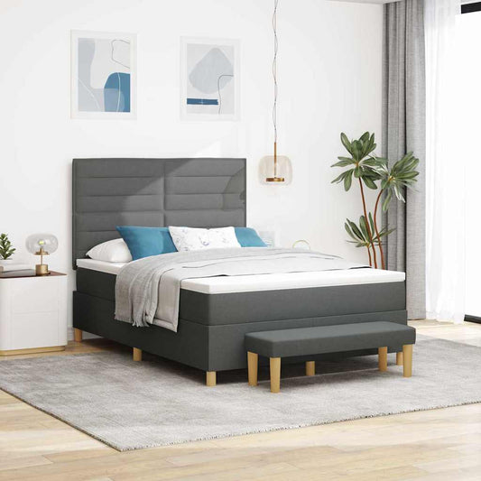 Letto a molle con cuscino Grigio scuro 200 x 140 cm Tessuto | homemem39