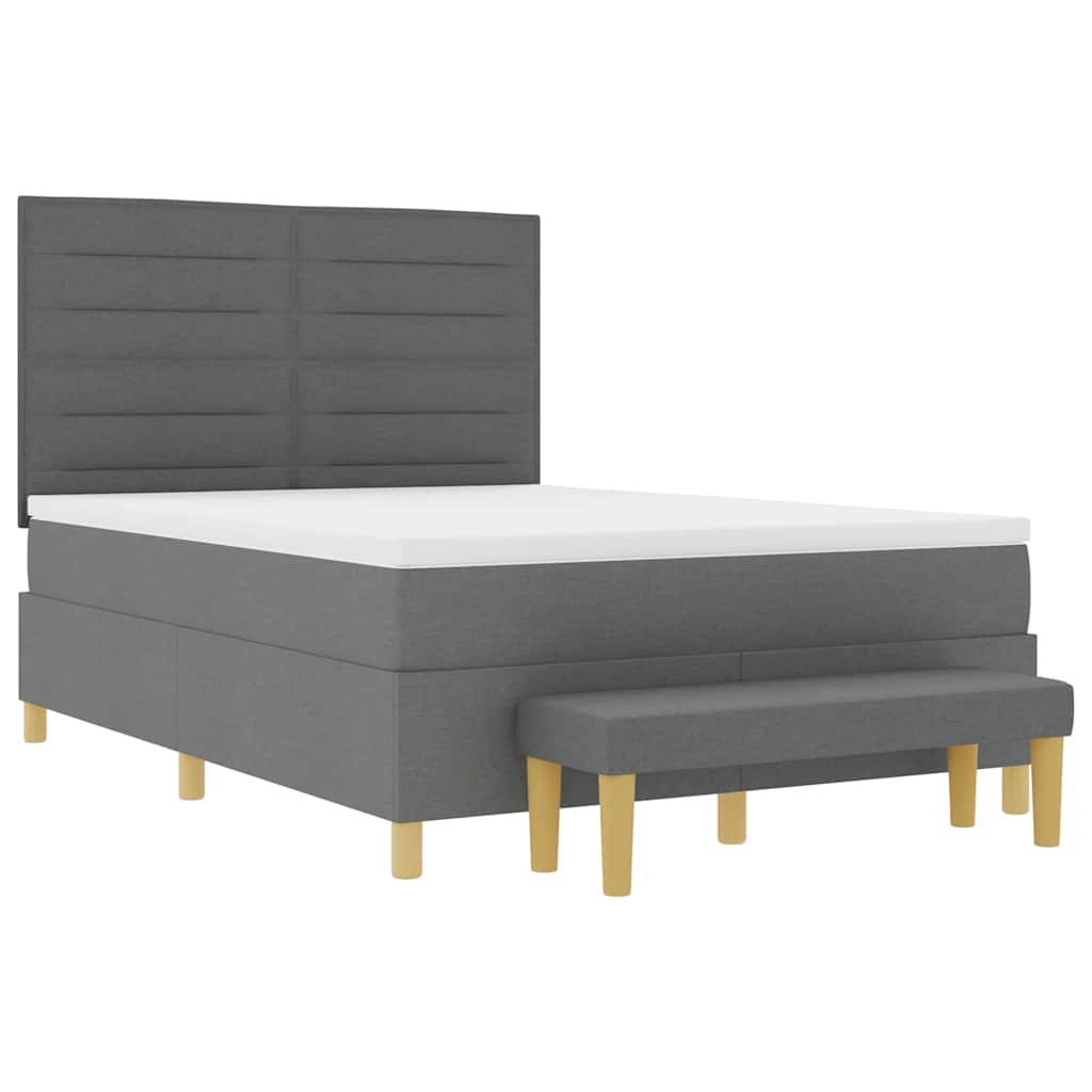 Letto a molle con cuscino Grigio scuro 200 x 140 cm Tessuto | homemem39