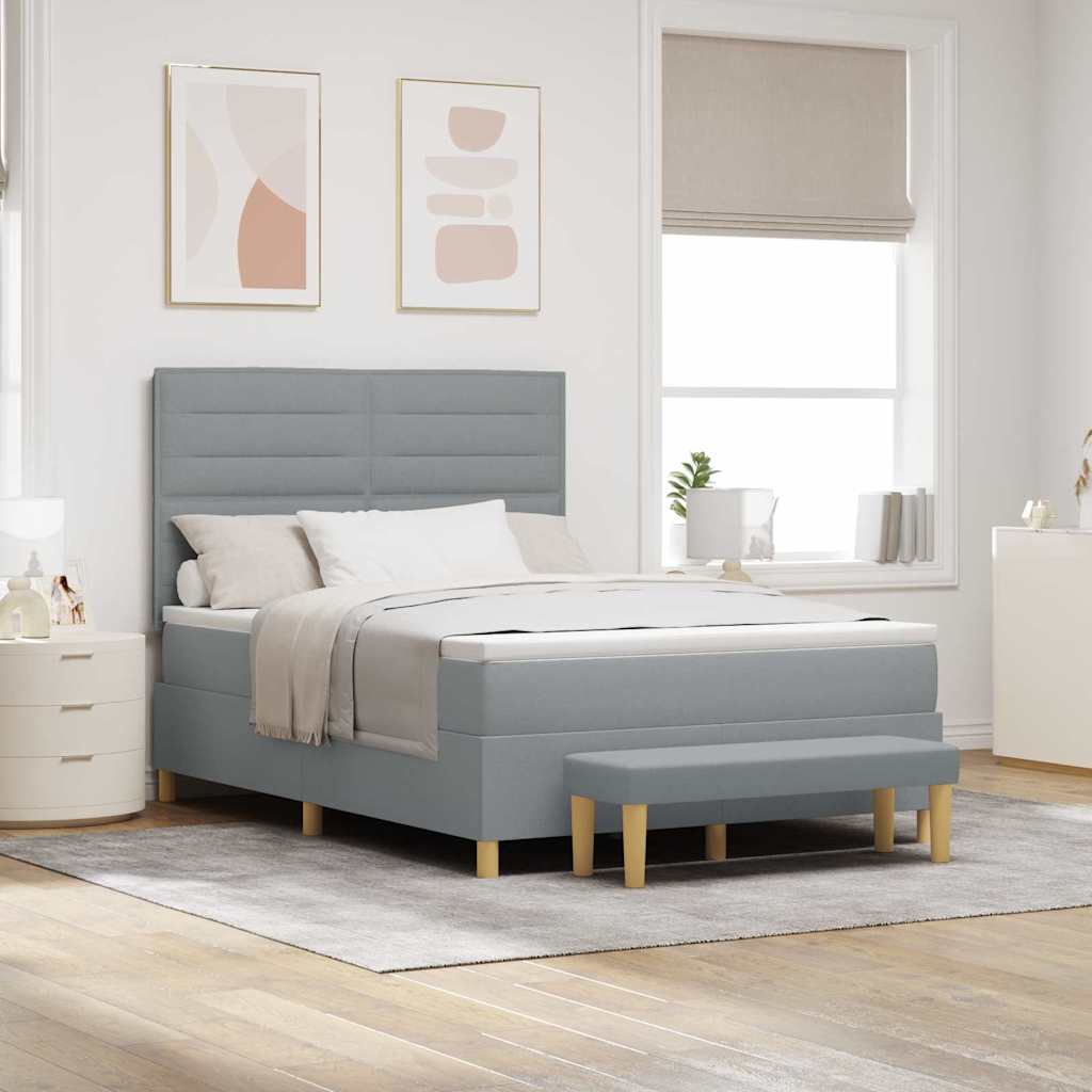 Letto a molle con cuscino Grigio chiaro 200 x 160 cm Tessuto | homemem39
