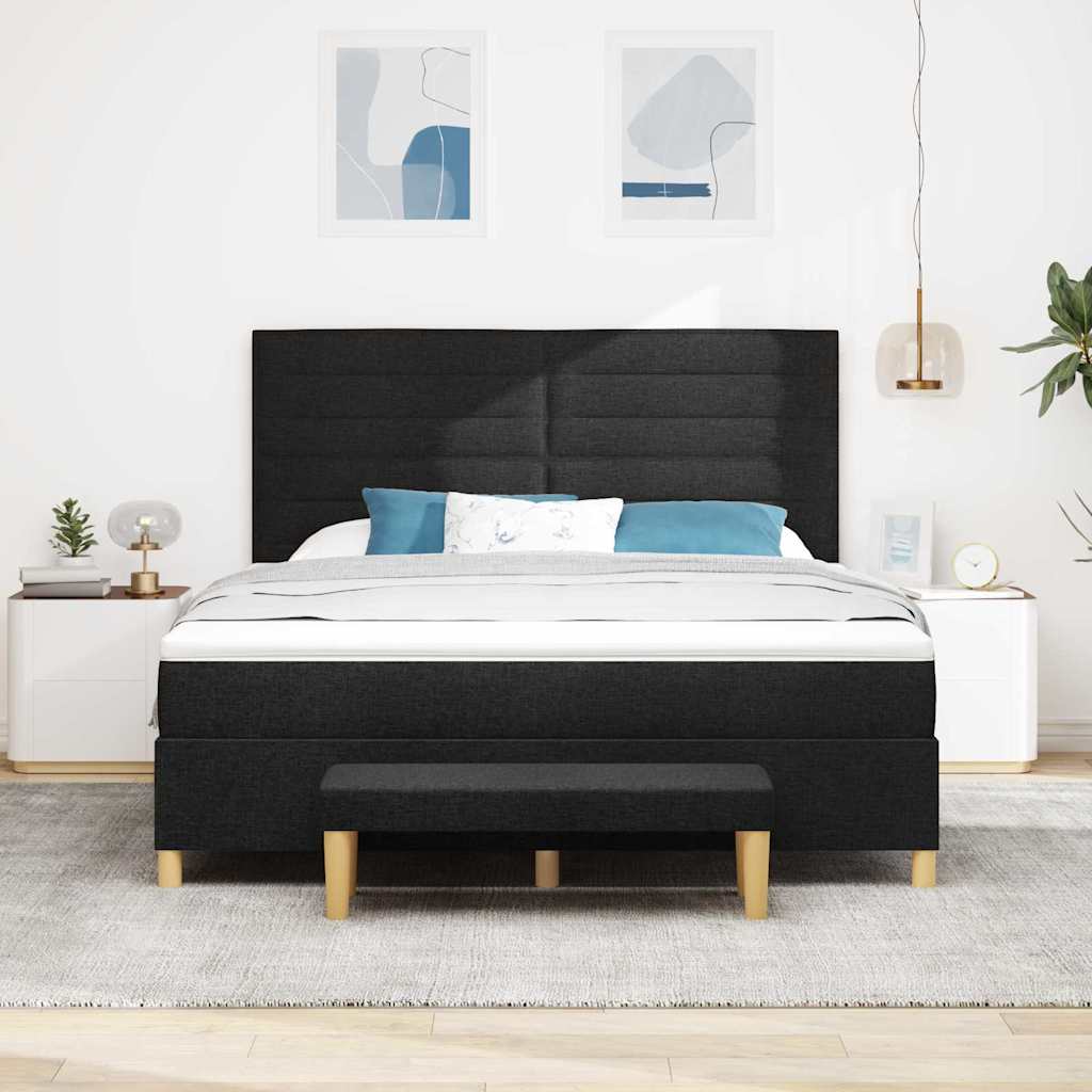 Letto a molle con testiera Nero 200 x 180 cm Tessuto | homemem39