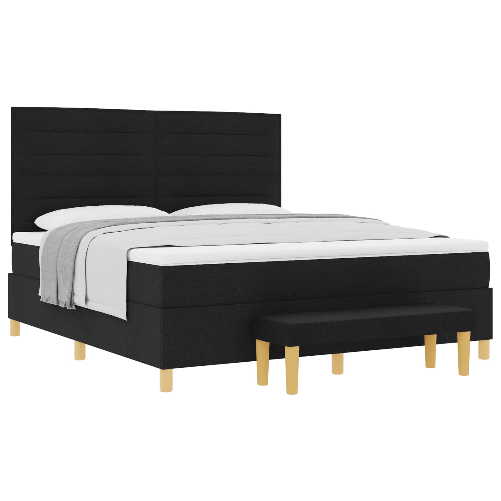 Letto a molle con testiera Nero 200 x 180 cm Tessuto | homemem39