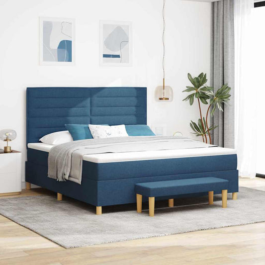 Letto a molle con testiera Blu 200 x 180 cm Tessuto | homemem39
