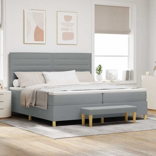 Letto a molle con materasso Grigio chiaro 200 x 200 cm Tessuto | homemem39