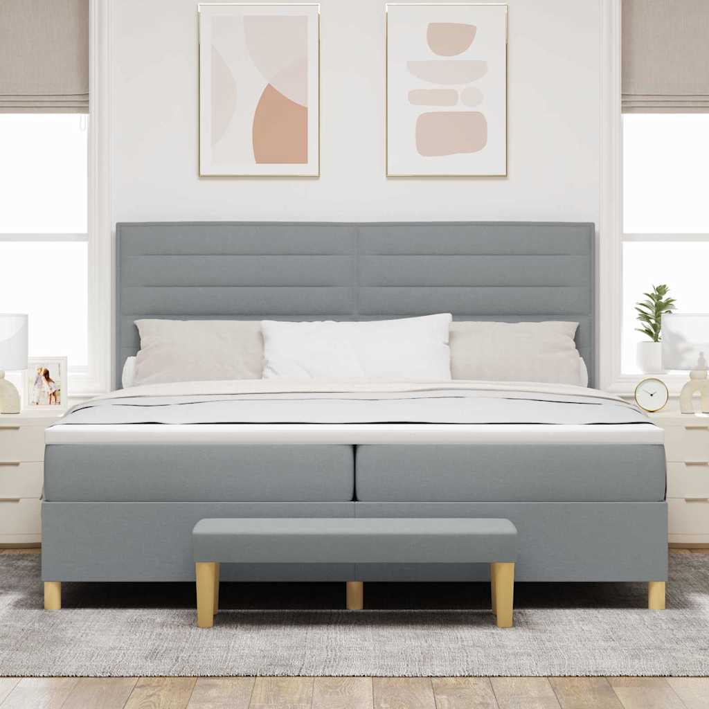Letto a molle con materasso Grigio chiaro 200 x 200 cm Tessuto | homemem39