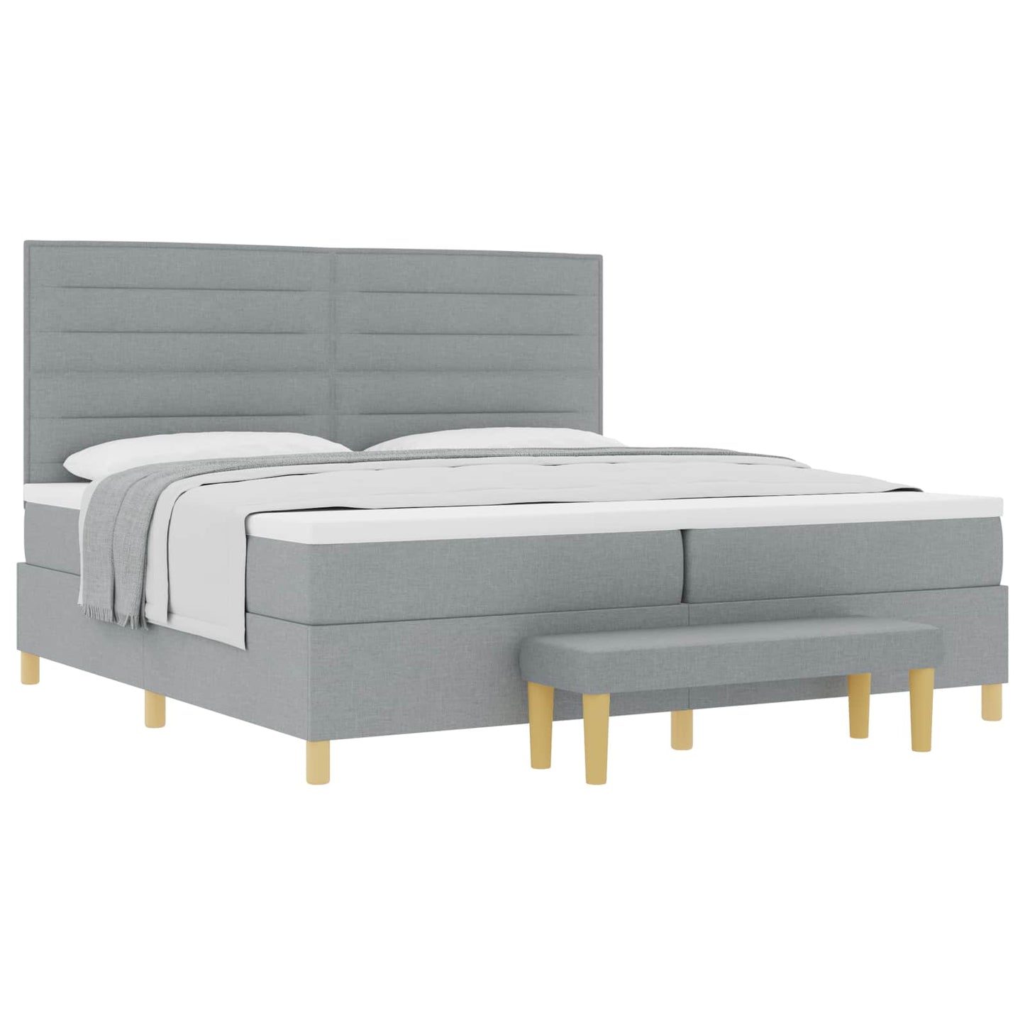 Letto a molle con materasso Grigio chiaro 200 x 200 cm Tessuto | homemem39
