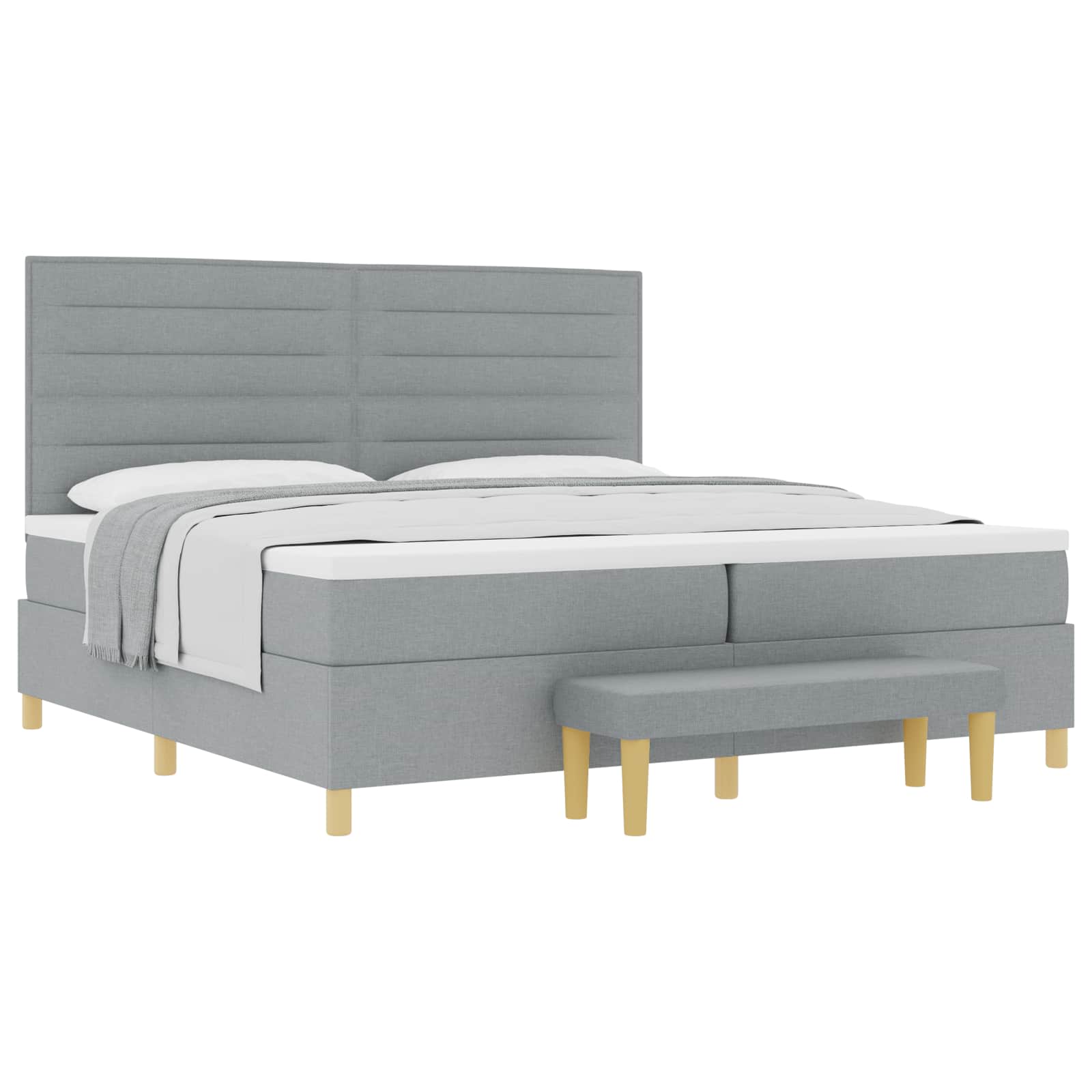 Letto a molle con materasso Grigio chiaro 200 x 200 cm Tessuto | homemem39
