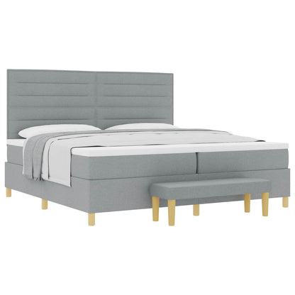 Letto a molle con materasso Grigio chiaro 200 x 200 cm Tessuto | homemem39