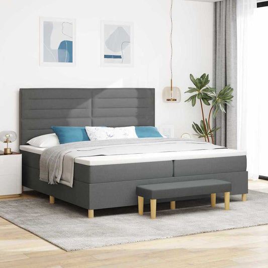 Letto a molle con materasso Grigio scuro 200 x 200 cm Tessuto | homemem39