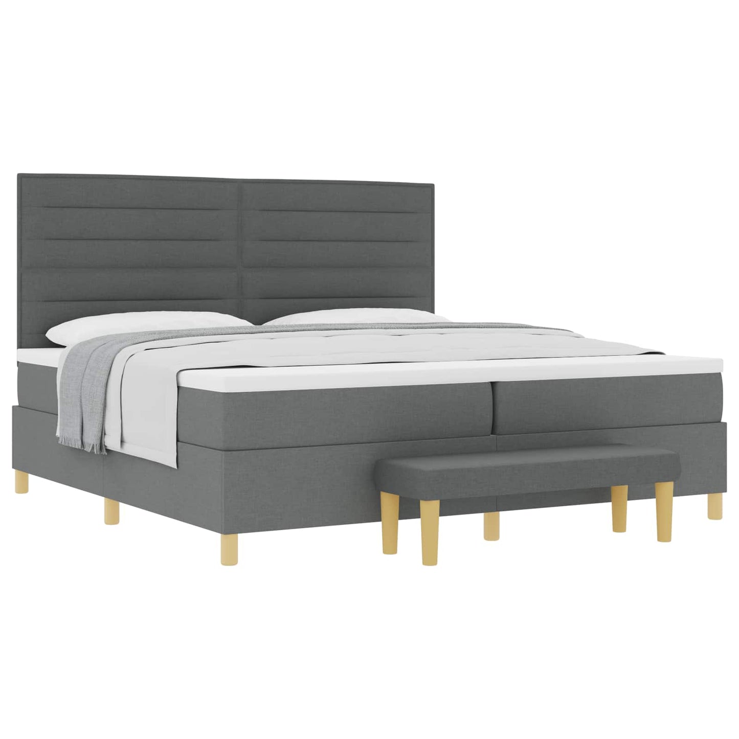 Letto a molle con materasso Grigio scuro 200 x 200 cm Tessuto | homemem39