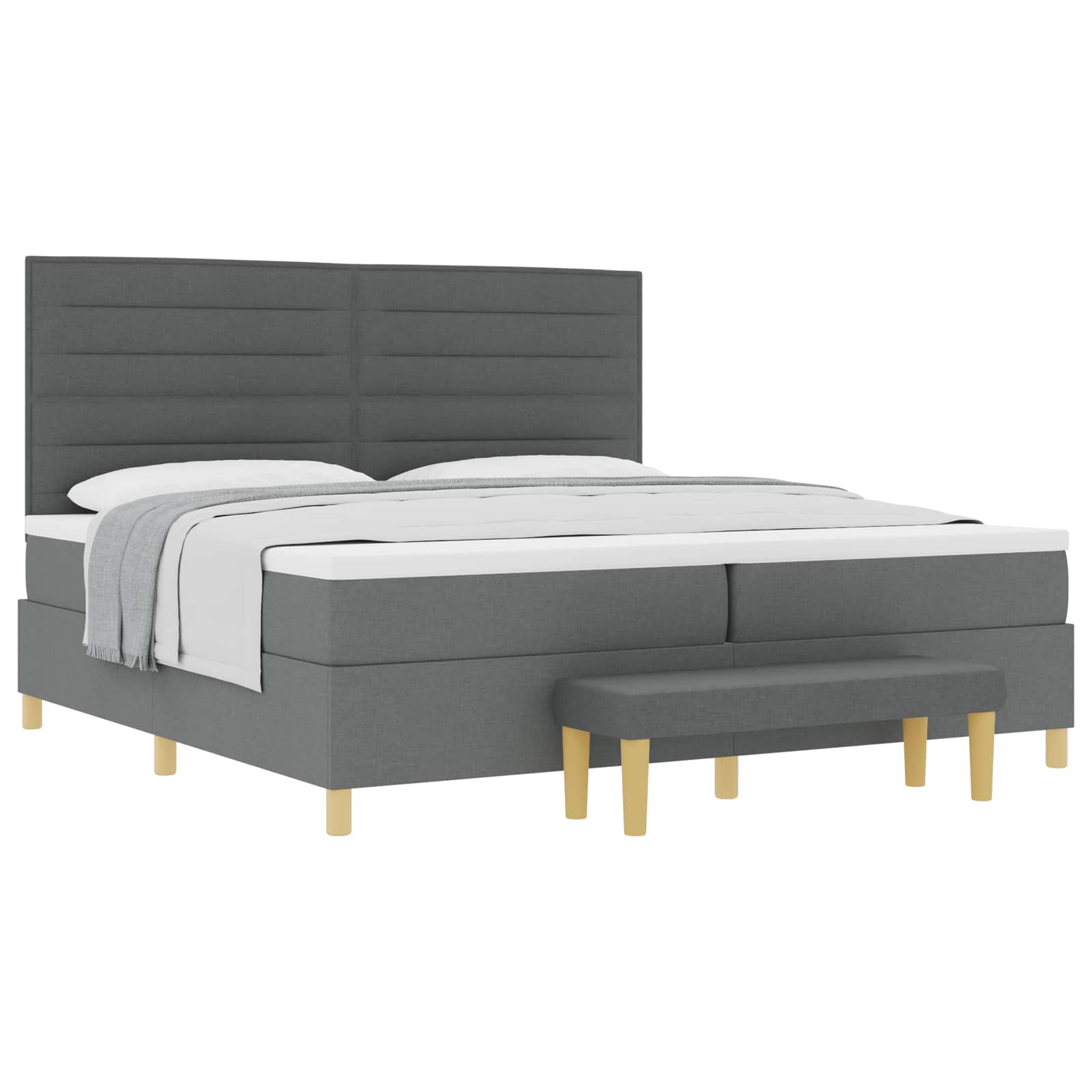 Letto a molle con materasso Grigio scuro 200 x 200 cm Tessuto | homemem39