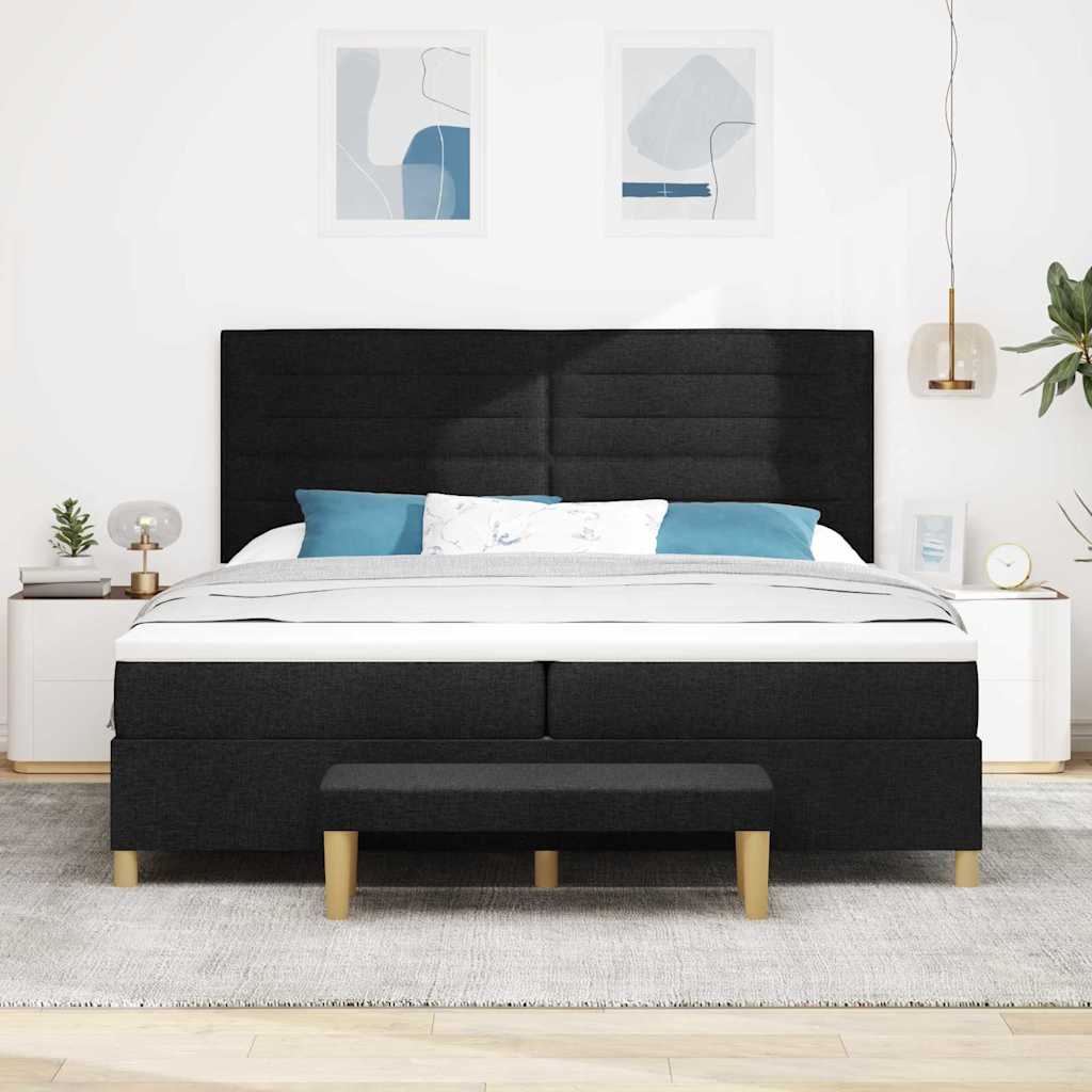 Letto a molle con materasso Nero 200 x 200 cm Tessuto | homemem39