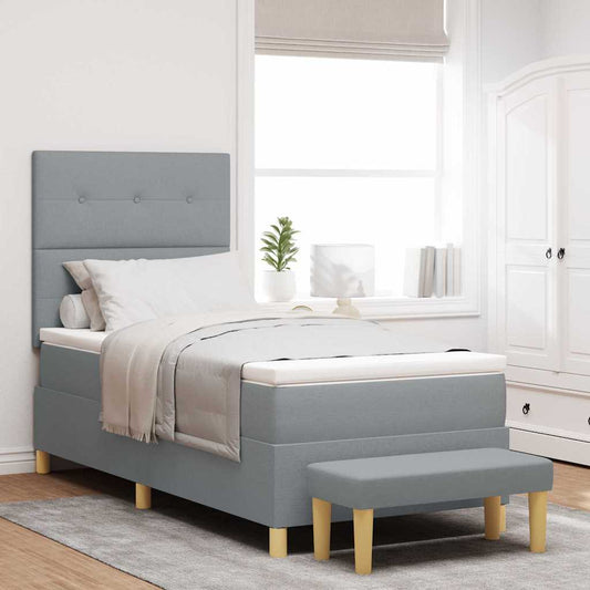 Letto a molle con testiera Grigio chiaro 200 x 80 cm Tessuto | homemem39