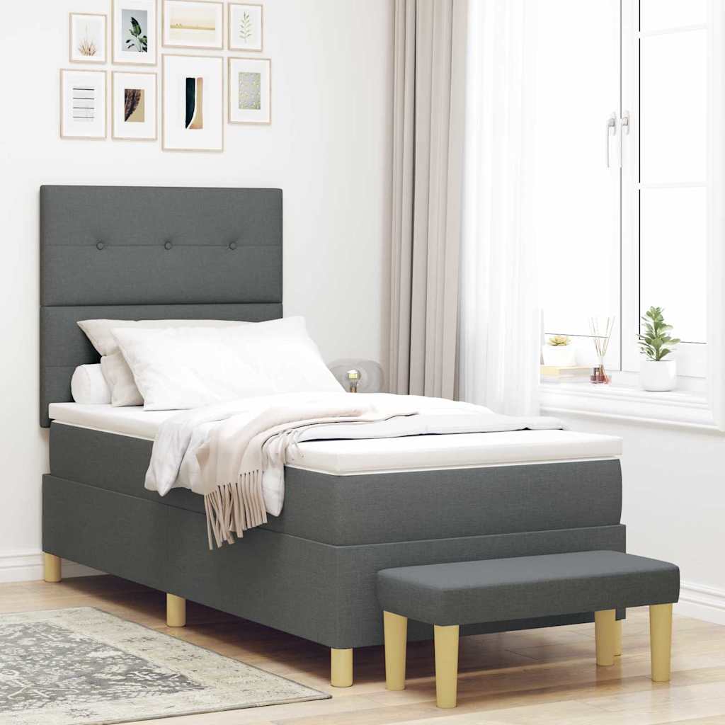 Letto a molle con testiera Grigio scuro 200 x 80 cm Tessuto | homemem39