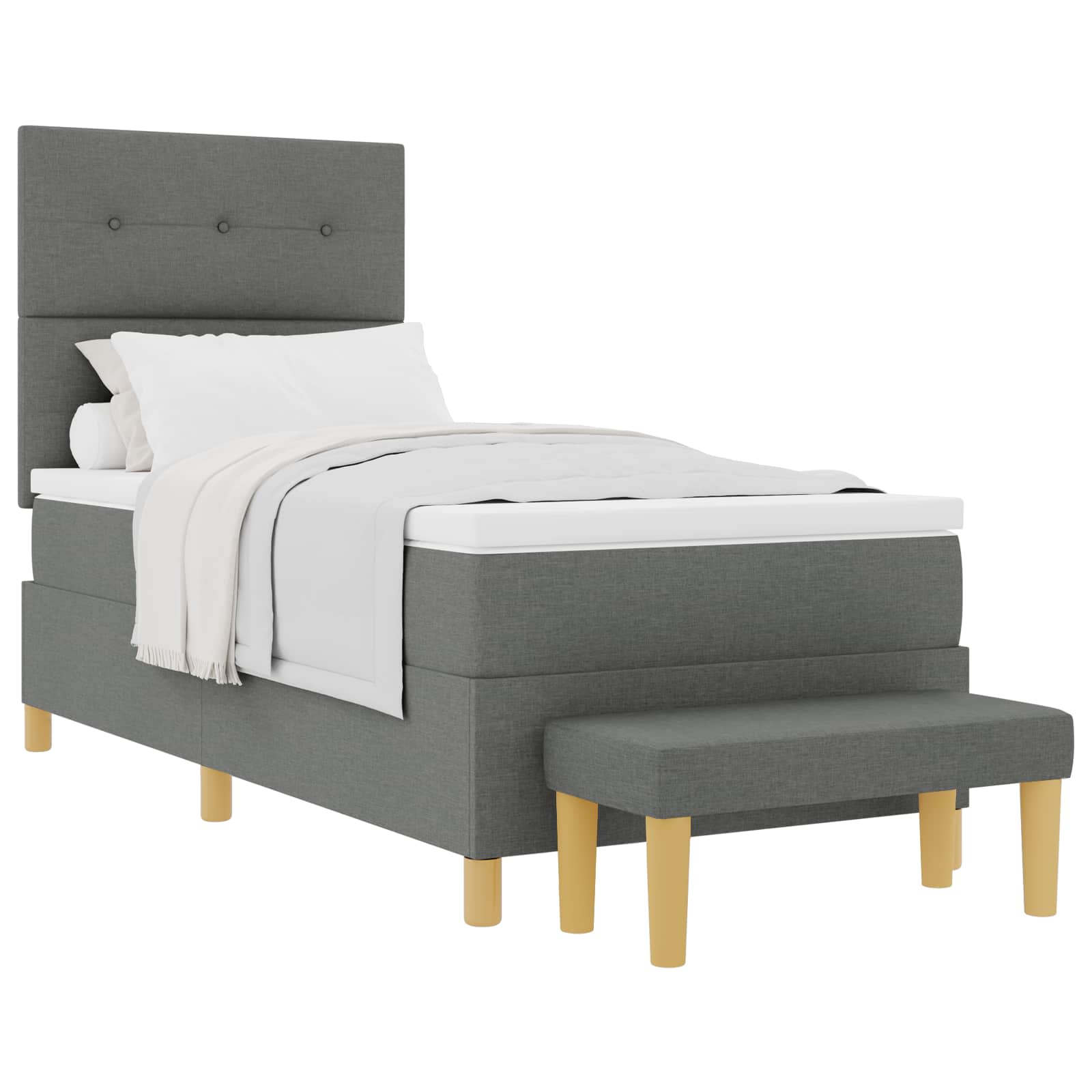 Letto a molle con testiera Grigio scuro 200 x 80 cm Tessuto | homemem39
