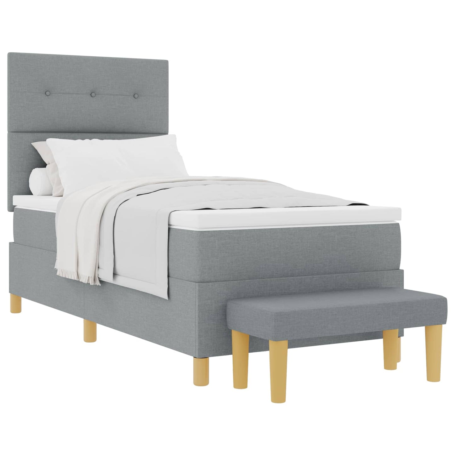 Letto a molle con testiera Grigio chiaro 190 x 90 cm Tessuto | homemem39