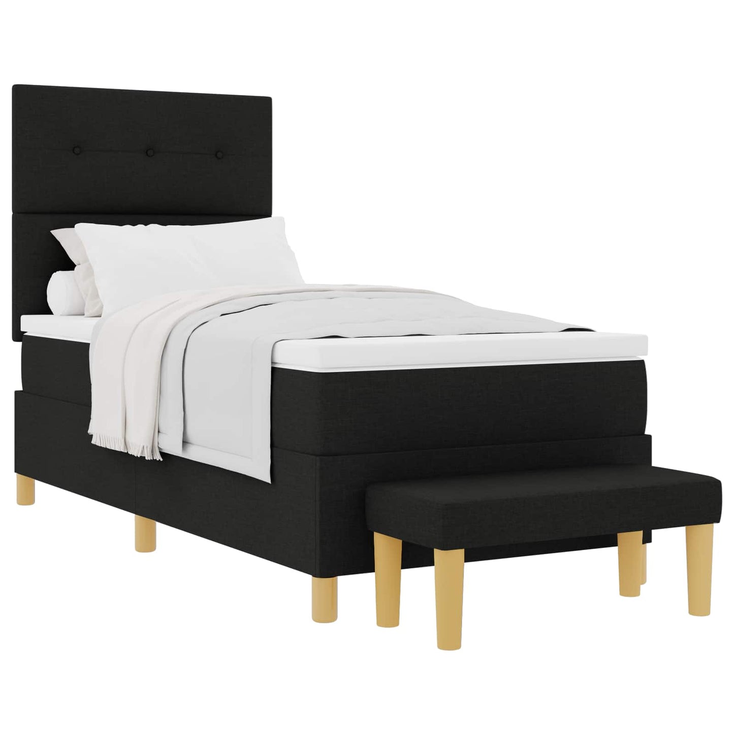 Letto a molle con testiera Nero 190 x 90 cm Tessuto | homemem39
