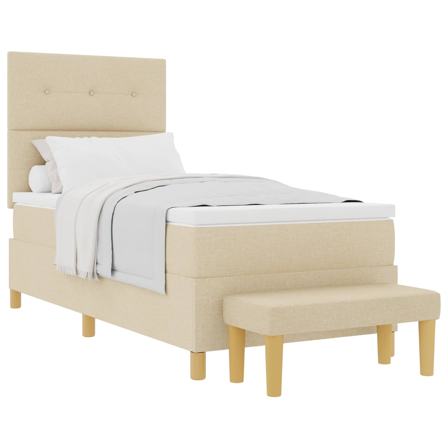 Letto a molle con testiera Crema 190 x 90 cm Tessuto | homemem39
