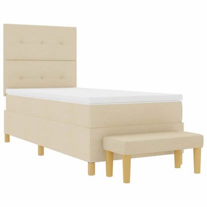 Letto a molle con testiera Crema 190 x 90 cm Tessuto | homemem39