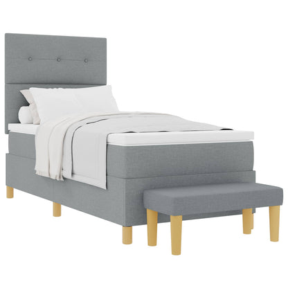 Letto a molle con materasso Grigio chiaro 90 x 200 cm Tessuto