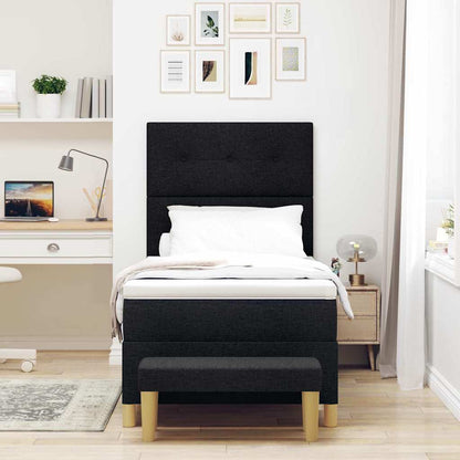 Letto a molle con testiera Nero 200 x 90 cm Tessuto | homemem39