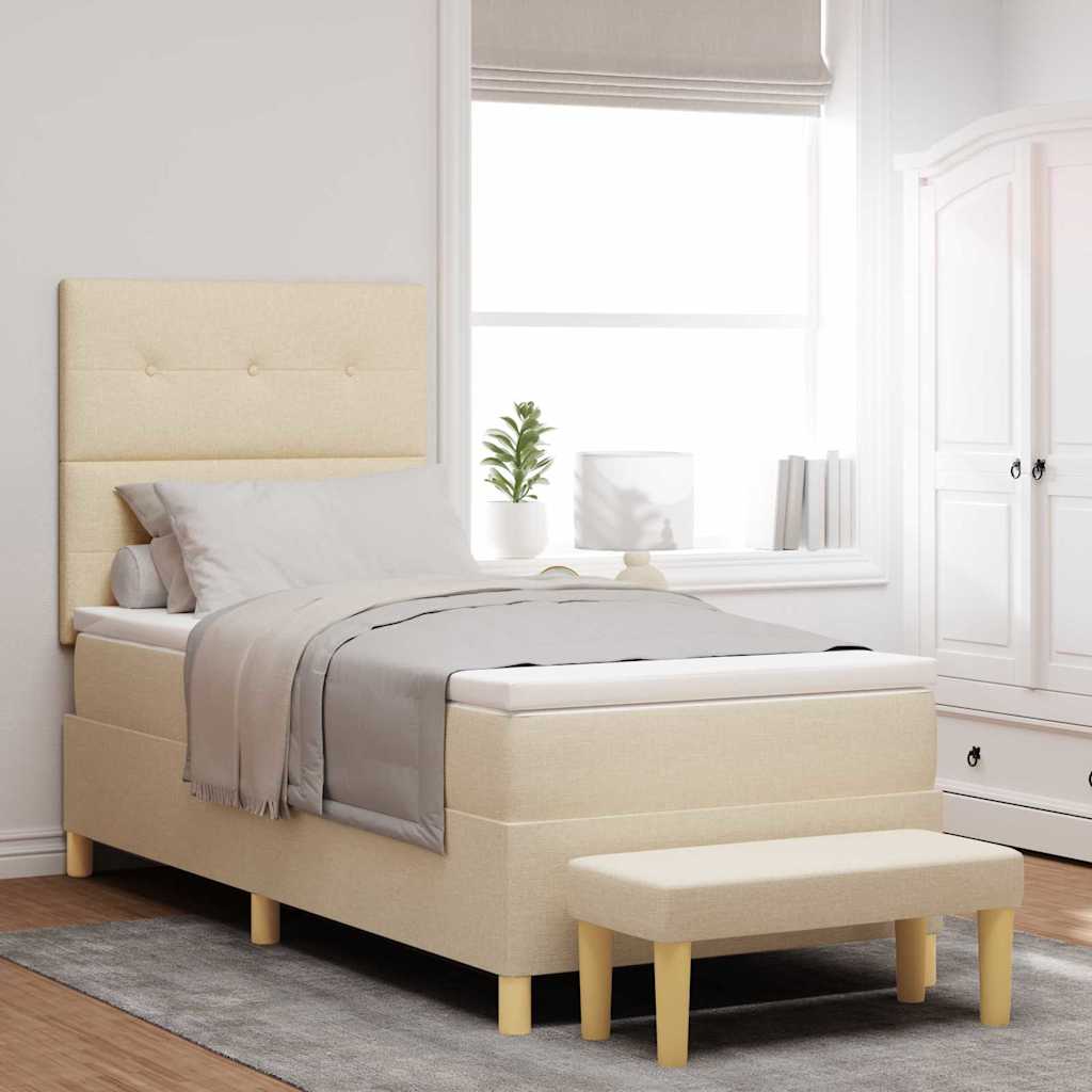 Letto a molle con testiera Crema 200 x 90 cm Tessuto | homemem39