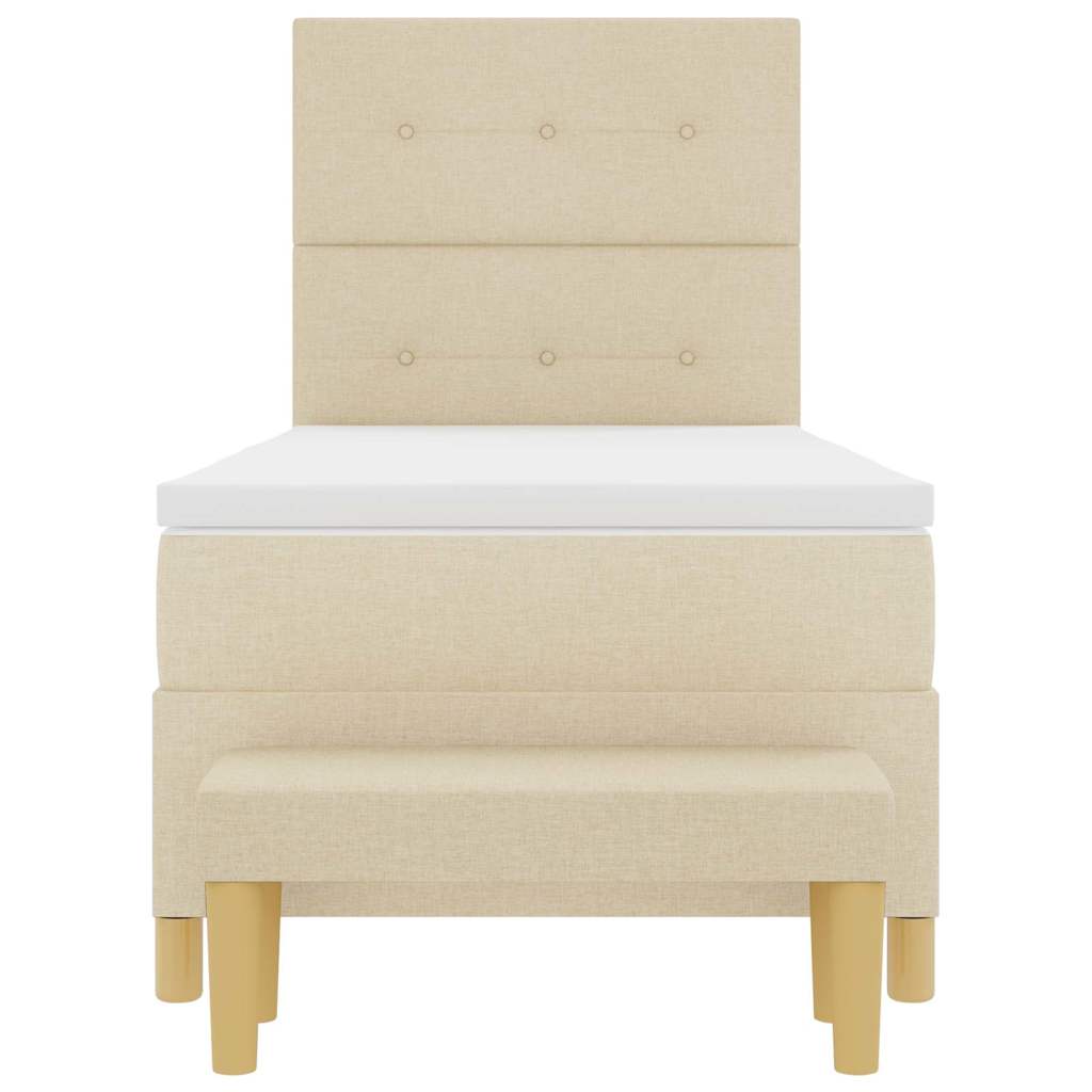 Letto a molle con testiera Crema 200 x 90 cm Tessuto | homemem39