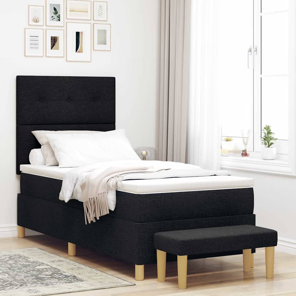 Letto a molle con materasso Nero 100 x 200 cm Tessuto