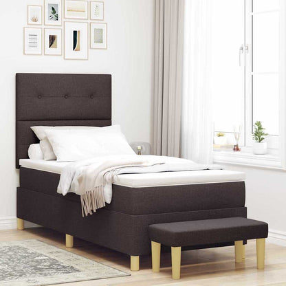 Letto a molle con testiera Marrone Scuro 200 x 100 cm Tessuto