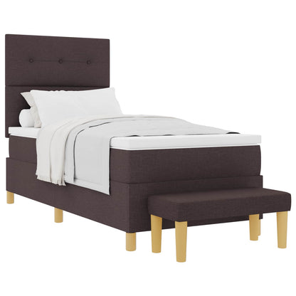 Letto a molle con testiera Marrone Scuro 200 x 100 cm Tessuto | homemem39