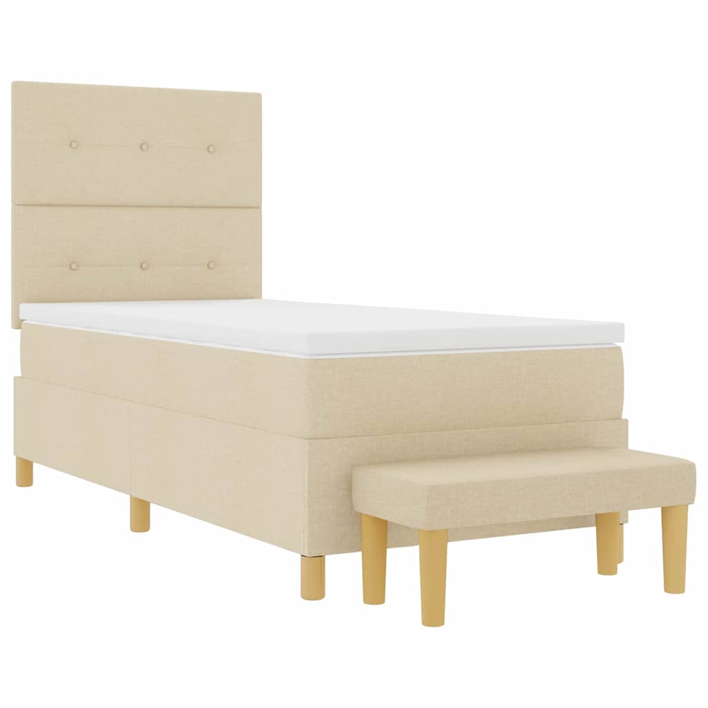 Letto a molle con testiera Crema 200 x 100 cm Tessuto | homemem39