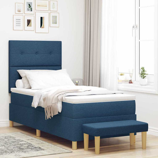 Letto a molle con testiera Blu 200 x 100 cm Tessuto | homemem39